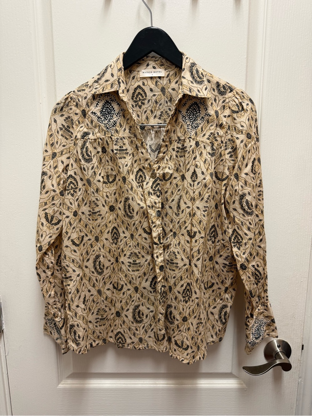 Maison Hotel Beige Paisley Button-Down Shirt